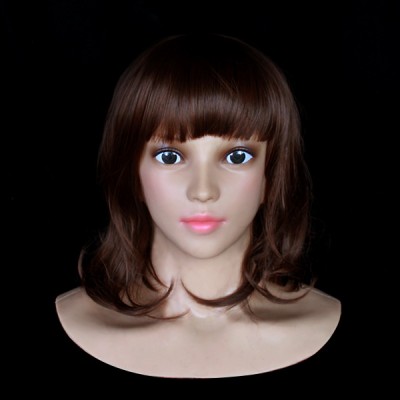 (SF-15) Soft Silicone Realist Human Face Crossdress Full Head Female/Girl Sexy Doll Fetish Mask